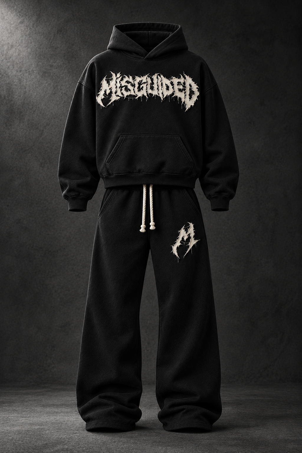 Wanted Tracksuit Black & Cream, front