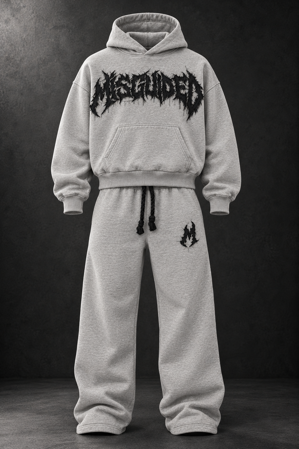 Wanted Tracksuit Grey & Black, front